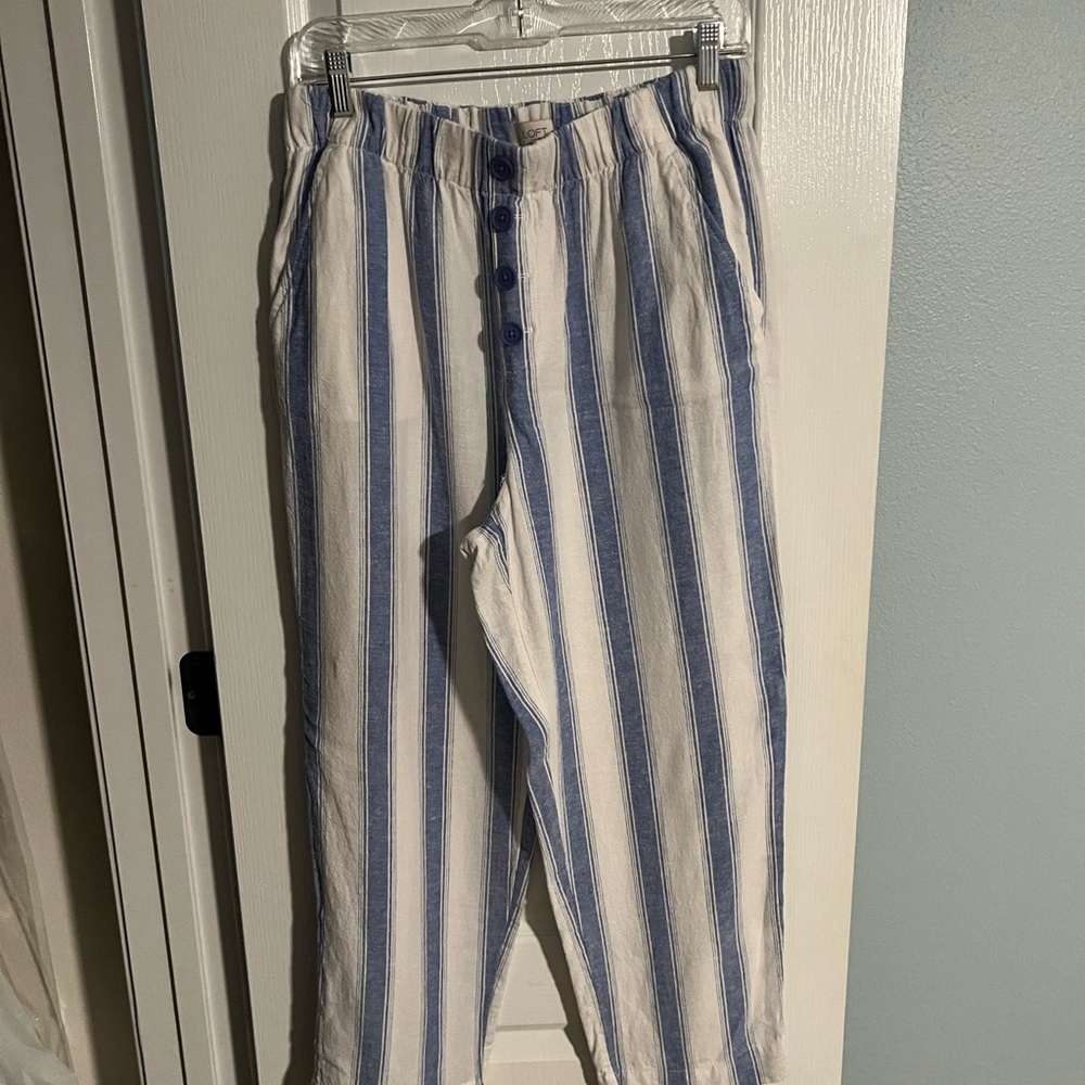 LOFT Women's Blue and White Pants